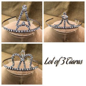 3 Vintage Silver & Rhinestone Tiaras Just in time for Halloween